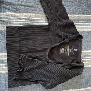 Black Ribbed Knit Top